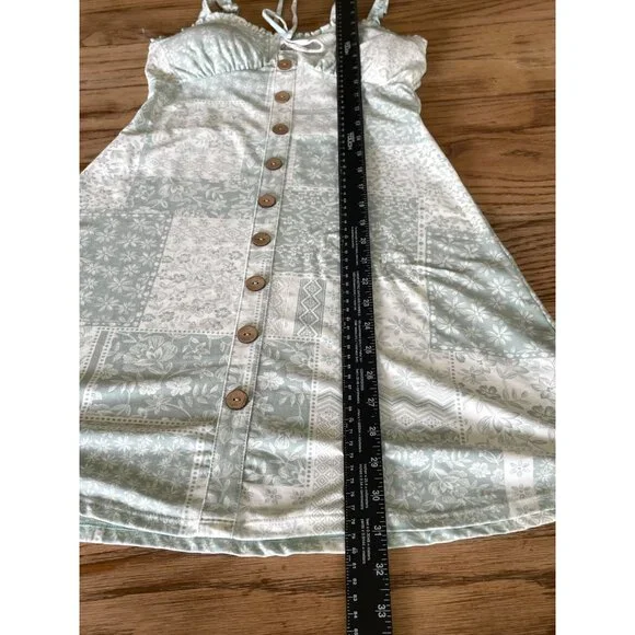 No Boundaries Sleeveless Milkmaid Dress Juniors S Green Patchwork Floral - Picture 6 of 6